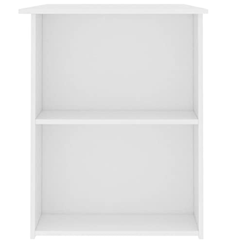 Modern White Engineered Wood Compact Desk with Two Built-in Shelves for Home Office Storage and Organization - color: White