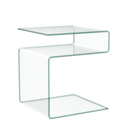 Glass Nightstand,Side Table,S-Shaped End Table for Living Room,Bedside Table for Bedroom (Clear) - color: Clear