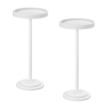 HOOBRO Small Round Side Tables, Set of 2, Drink Tables, Coffee Martini Tables with Pedestal Accent for Small Spaces in Living Room, Bedroom, Sofa Couch, White WW168BZP201 - color: White