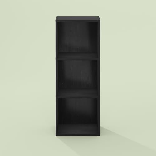 Frei 3-Tier Bookcase, Bookshelf, Toolless Assembly, for Home Office, Living Room, Bedroom, Black Oak - color: Black Oak, size: 9.3 (D) x 12 (W) x 31.5 (H) Inches