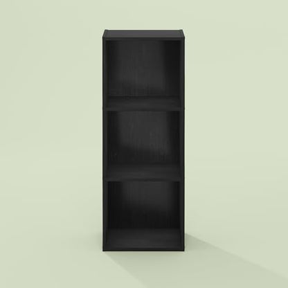 Frei 3-Tier Bookcase, Bookshelf, Toolless Assembly, for Home Office, Living Room, Bedroom, Black Oak - color: Black Oak, size: 9.3 (D) x 12 (W) x 31.5 (H) Inches