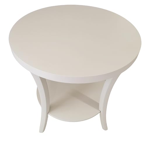 Roundhill Furniture Perth Contemporary Round End Table with Shelf - color: Ivory