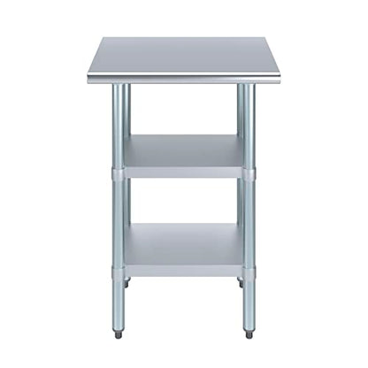 Stainless Steel Work Table with 2 Shelves | Metal Utility Table | Commercial & Residential NSF Utility (Stainless Steel Table with 2 Shelves, 24" Long x 18" Deep) - size: 24" Long x 18" Deep