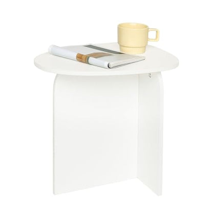 AWASEN White Side Table, Small Triangle End Table Living Room, White | Modern Accent Table with Unique Tabletop, Mini Bedside Table for Small Spaces - color: White