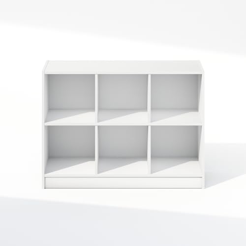 Furinno Basic Book Shelf, 3x2 Bookshelf, Cube Organizer Cabinet Bookcase with Shelf Storage, 11.9 x 31.6 x 23.6, for Living Room, Bedroom, Home Office, White - color: White