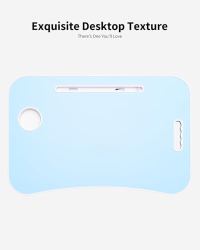 Foldable Lap Desk, Laptop Bed Desk, Portable Lap Table, Laptop Bed Table with Cup Holder & Tablet Slot & Lifting Handle for Working Writing Drawing & Eating - Blue - color: Blue