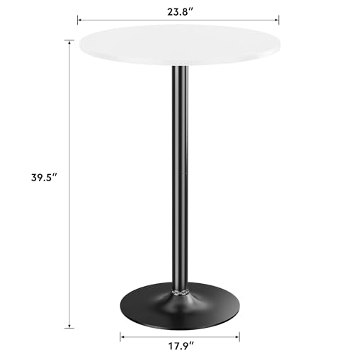 Shahoo Round Bar Table, Cocktail Table with Metal Base & MDF Top, Counter Height Pub Table for Dining Room, Living Room, Kitchen, Bar, Pub, Cafe, White - color: White, style: Basic