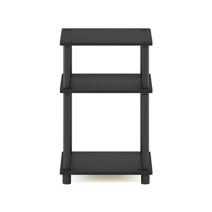 Furinno JUST Side Table, 3-Tier End Table, Open Shelves Night Stand, Bedside Table, Toolless Assembly, for Living Room, Bedroom, Bathroom, Americano - color: Americano/Black, size: 1-Pack, Plastic Poles, style: 1-Pack