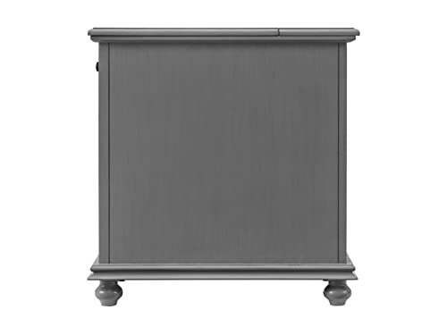 Martin Svensson Home Elegant Chairside End Table with Power — 24″W x 16″D x 25″H, Gray — Transitional Painted Accent Table with Flip-Top USB Charging, Drawer & Cabinet Storage - color: Grey