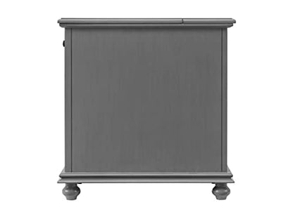 Martin Svensson Home Elegant Chairside End Table with Power — 24″W x 16″D x 25″H, Gray — Transitional Painted Accent Table with Flip-Top USB Charging, Drawer & Cabinet Storage - color: Grey