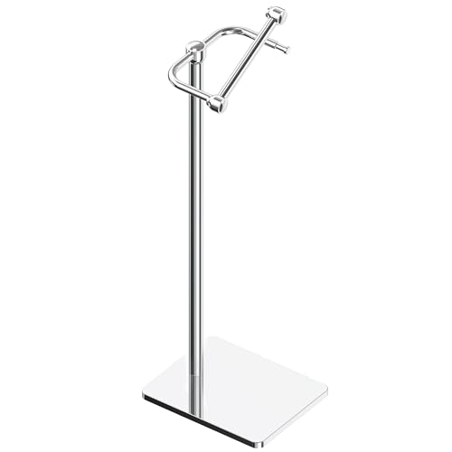 RUACQ Bathroom Toilet Paper Holder Stand, Chrome | Dual-Post Pivoting Free Standing Toilet Roll Holder with Weighted Base, Anti-drop Design 304 Stainless Steel Tissue Stand - color: Chrome, size: Free Standing