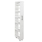 Slim Storage Cart,Rolling Spice Rack Next to Fridge,Narrow Storage Cabinet with Open Self, Wood Unit Storage Rack with Handle Wheels for Narrow Spaces,7 Tier - size: 3
