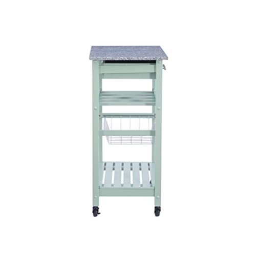 Linon Kitchen Island, Green, 15.75 x 22.83 x 33.86 Inches - color: Green and Granite, style: Whitney
