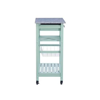 Linon Kitchen Island, Green, 15.75 x 22.83 x 33.86 Inches - color: Green and Granite, style: Whitney