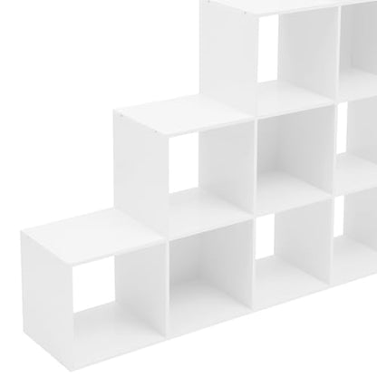 5-Tier Stepped Bookshelf, 15 Cube Storage Organizer Floor Standing Storage Shelf Modern Open Bookshelf for Home and Office (White) - size: 15 Cube L-Shaped