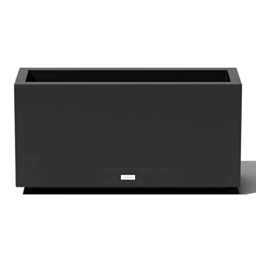 Veradek Block Series Long Box Planter - Large Rectangular Planter for Indoor or Outdoor Patio/Porch | Durable All-Weather Use with Drainage Holes | Modern Décor for Tall Plants, Flowers or Shrubs - color: Black, size: Medium