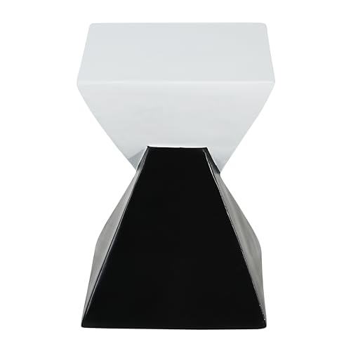 Black & White Hourglass Accent Side Table, Modern Sculptural Indoor & Outdoor End Table Geometric Square Patio Side Table for Living Room Garden Backyard Nightstand - color: 1pcs-black White