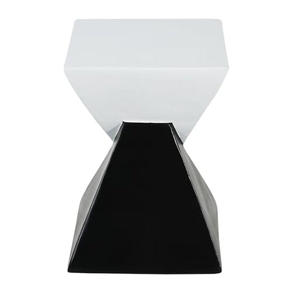 Black & White Hourglass Accent Side Table, Modern Sculptural Indoor & Outdoor End Table Geometric Square Patio Side Table for Living Room Garden Backyard Nightstand - color: 1pcs-black White