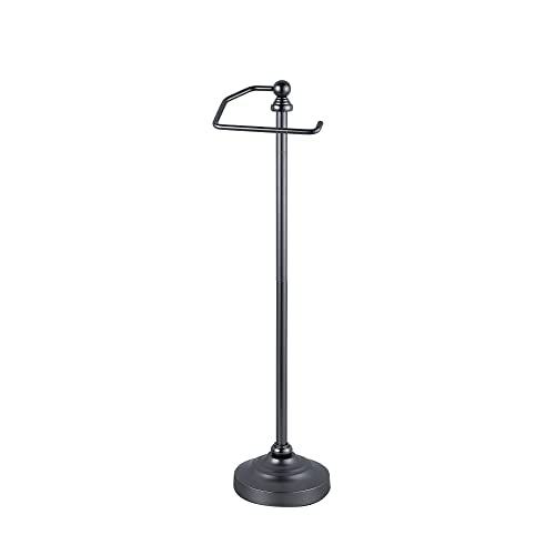 SunnyPoint Deluxe Free Standing Heavy Weighted Toilet Tissue Paper Roll Holder Stand (Black Nickel) - color: Black Nickel