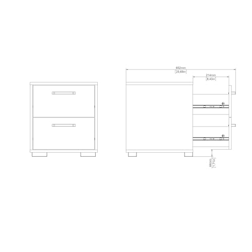 2 Drawer Nightstand, 15.8" W x 15.6" D x 17.4" H | Compact Design