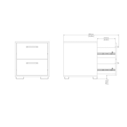 2 Drawer Nightstand, 15.8" W x 15.6" D x 17.4" H | Compact Design