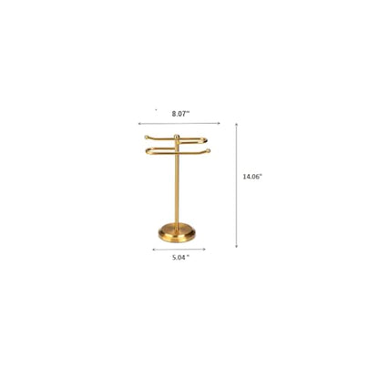 J&V TEXTILES Classical Steel Towel Rack Holder Stand with 2 Hanging Rings for Bathroom Vanity Countertops - Space Saving Hand Towel Holder (Aged Brass) - color: Aged Brass