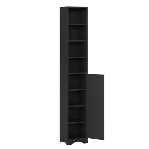 VECELO 71” Freestanding Storage Cabinet with 6 Removable Shelves, Bottom Closed Compartment, Elevated Dust-Resistant Base, Adjustable Organizer for Home-Black - color: Black
