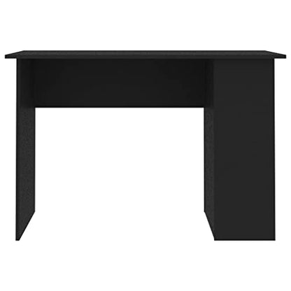 Black Engineered Wood Computer Desk with Two Built-in Shelves, Compact Modern Workspace for Home Office, Durable Storage Solution - color: Black