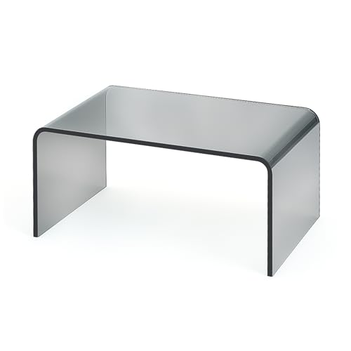 Gray Acrylic Compact Accent Table – Modern Multipurpose Small Side Table or End Stand for Apartment Living, Bedrooms and Reading Corners – Waterfall Design, No Assembly, 23.6“×15.7”×11.8“ - size: 23.6"×15.7"×11.8"
