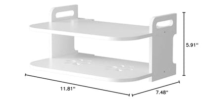 Floating Shelf for TV Components, White Floating TV Stand Wall Mounted Media Console Shelf Mini Storage Box Router Shelfs for Home(Color:White)