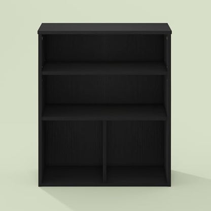 Frei Bookcases, Bookshelf, 4 Cube Display Bookcase, with Adjustable Shelves, for Home Office, Living Room, Black Oak - color: Black Oak, size: 23.6(W)x28.1(H)x11.8(D) Inches.