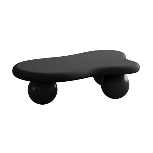47.2” Cloud Coffee Table with 3 Ball Legs, Modern Irregular Center Table for Living Room, Low Cute Small MDF Tea Table for Bedroom, Space Apartment-Black - color: Cloud -47"black
