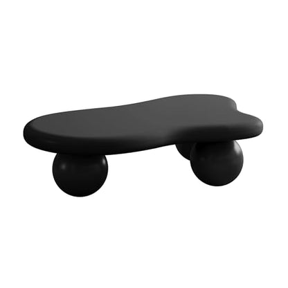 47.2” Cloud Coffee Table with 3 Ball Legs, Modern Irregular Center Table for Living Room, Low Cute Small MDF Tea Table for Bedroom, Space Apartment-Black - color: Cloud -47"black