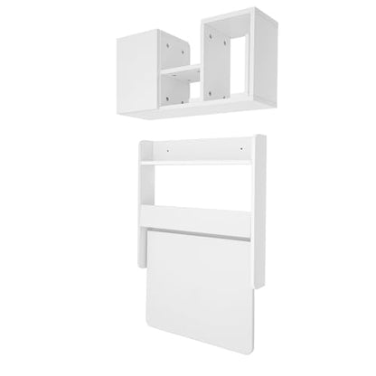 Wall Mounted Bookshelf with Moveable Cabinets, Multifunctional Folding Floating Desk, Fold Down Laptop Table with Storage Shelves for Bedroom Study Room Space Saving Small Space Garage (White) - color: White