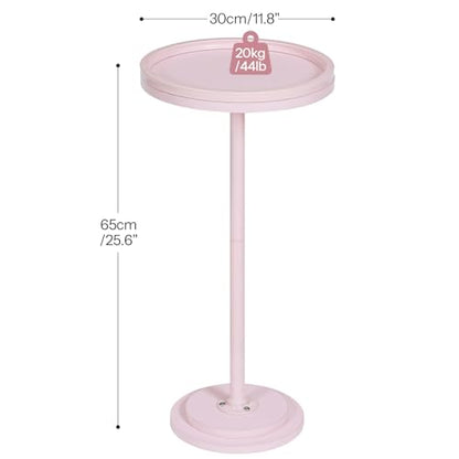 HOOBRO Small Round Side Table, Drink Table, Coffee Martini Table with Pedestal Accent for Small Spaces in Living Room, Bedroom, Sofa Couch, Pink KK168BZ01 - color: Pink