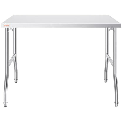 VEVOR Stainless Steel Foldable Work Table, 48 * 30 Inch Heavy Duty Food Outdoor Stainless Steel Worktable for Commercial Kitchen Restaurant - size: 48"*30" inch, style: Foldable
