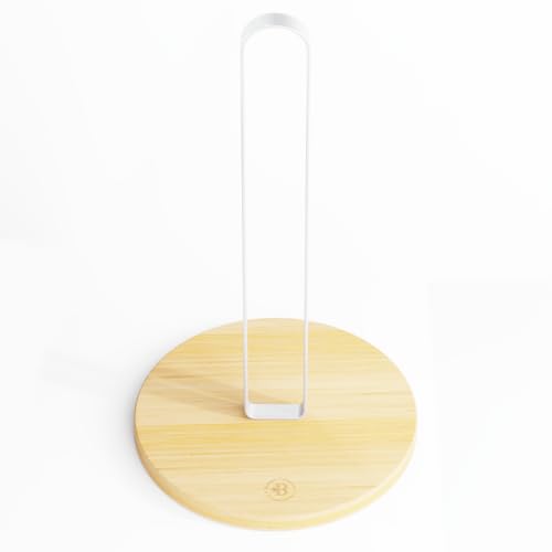 Paper Towel Holder - Wooden Countertop Stand with Non-Slip Wood Base, Minimalistic Modern Style for Kitchen, Home, Office (White) - color: Bamboo/White