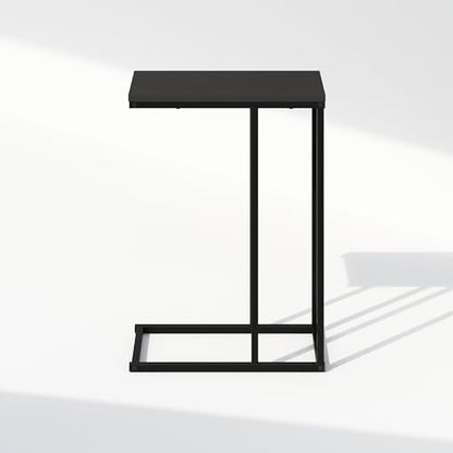 Furinno C-Shaped Side Table, Metal Frame End Table, Night Stand, Bedside Table, for Living Room, Bedroom, Americano - color: Americano, size: C-Shaped with Metal Frame