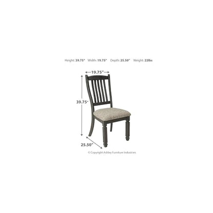 Signature Design by Ashley Tyler Creek Dining Room Upholstered Side Chair, 2 Count, Solid Wood, 19.25" H, Black and Grayish Black - color: Black