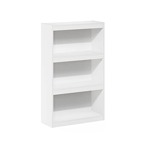 Furinno Jaya Enhanced Home Bookcase 3-Tier Adjustable Bookshelf, White - color: White, size: 3-Tier Thick