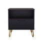 Manhattan Comfort Avira 20 Inch Nightstand with Drawer and Shelf, Mid Century Modern Bedroom Stand with Storage, Compact Side End Table with Metal Legs, Black - color: Black