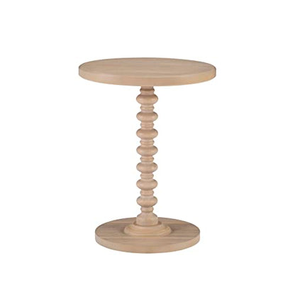 Powell Tarkin Round Natural Wood Turned Spindle Pedestal Side Accent Table - color: Natural