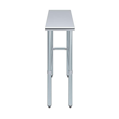 AmGood 30 in. x 12 in. Open Base Stainless Steel Work Table | Residential & Commercial | Food Prep | Heavy Duty Utility Work Station | NSF - size: 12 in. Length x 30 in. Width
