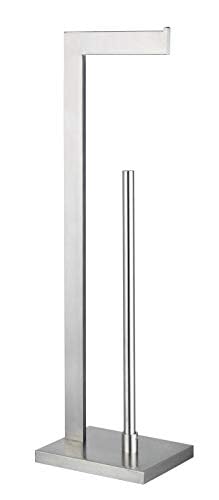 GERZWY Toilet Paper Holder Free Standing with Reserve, SUS 304 Stainless Steel Lavatory Tissue Roll Holder Floor Stand Storage Brushed Finish DZY004-LS - color: Brushed