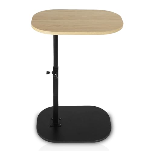 Side Table TV Tray for Couch,Height Adjustable 360° Swivel C Shaped End Table for Small Spaces,Bedside Bathroom Living Room(Original Wood) - color: Original Wood