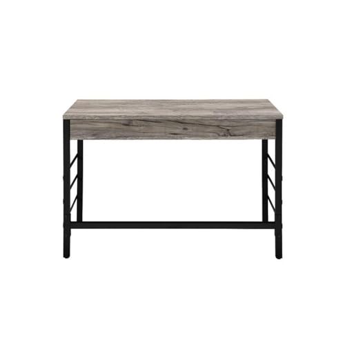 Pemberly Row Industrial Writing Desk, Weathered Oak Finish, Metal Ladder Base, USB Ports, 2 Drawers, Crossbar Support, Contemporary Home Office Desk for Writing and Productivity