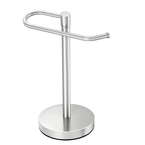 Hand Towel Holder Stand, 14.37 inch Standing Towel Racks for Bathroom, Stainless Steel Free Standing Towel Rack, Heavy Weight Towel Bar for Bathroom Vanity Countertop &Kitchen