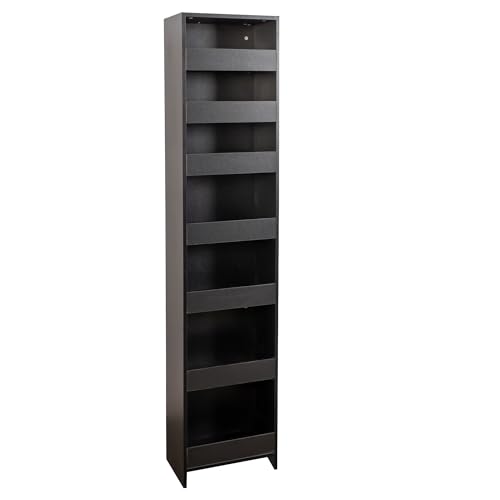 7-Tier Slim Mobile Shelving Cart with Wheels, Rolling Pantry with 7 Baskets, Narrow Pull-Out Utility Cart, Space Saving Storage Organizer Carts for Kitchen Living Room Bathroom Narrow Spaces, Black - size: Black & 7.87"D x 15.75"W x 70.75"H