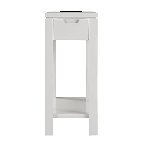 Leick Home 9080-GR Cade Wood Side Table with Drawer and AC/USB Outlet, Gray - color: Grey, size: Chairside