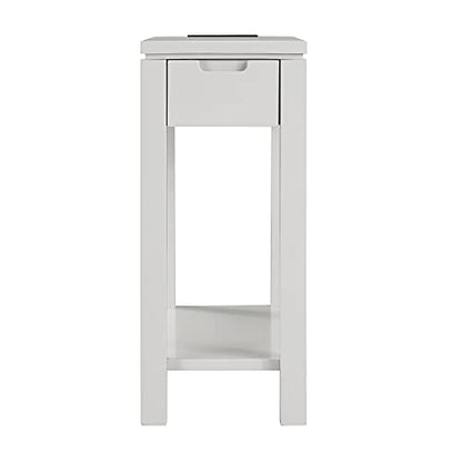 Leick Home 9080-GR Cade Wood Side Table with Drawer and AC/USB Outlet, Gray - color: Grey, size: Chairside